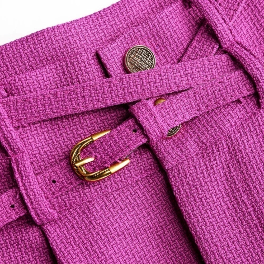 CIDER High Waist Wide Leg Tweed Purple Trouser Pants Sz L - Picture 5 of 7